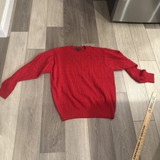 Tommy Hilfiger Cable Knit Crewneck Sweater Red 100 Percent Cotton Size 2XL