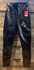 SPANX HIGH RISE FAUX PATENT LEATHER LEGGINGS CLASSIC BLACK NWT SZ MED