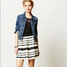 Anthropologie Maeve Beaded A-Line Pleated Mini Skirt Size S