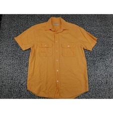 Old Navy Island Linen Blend Shirt Mens Small Orange Short Sleeve Button Up S