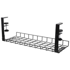 Steel Under Desk Cable Storage Rack Cord Organizer Tray Black 50 cm