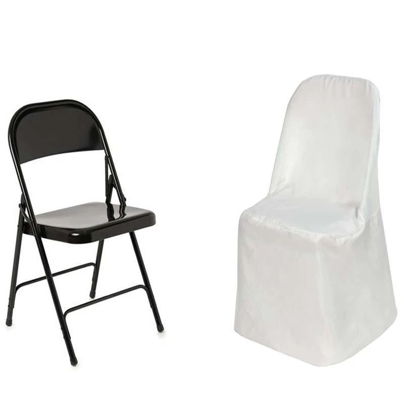 100 Ivory POLYESTER Folding Flat CHAIR COVERS Event Banquet Party Decorations - Image 4 of 4