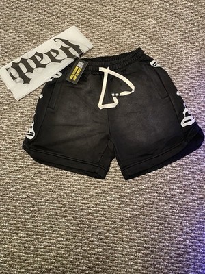 Represent Men's Black Bermuda Shorts Logo Side Print Drawstring Pockets