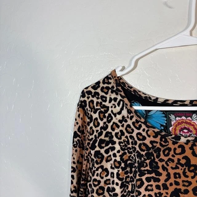 Camisa Johnny Was Mujer XS Leopardo Floral Mariposa Multicolor Manga Larga Boho Foto 2 de 4