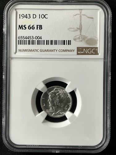 1943-D 10C FB Mercury Dime NGC MS66FB  6554453-004