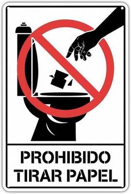 No Throw Paper in Toilet Prohibido Tirar Papel Tin Metal Signs Home Décor Vintag