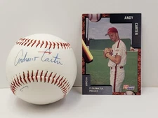 Andrew Carter Clearwater Phillies Signed Baseball & 1992 Fleer Pro Cards #2048 