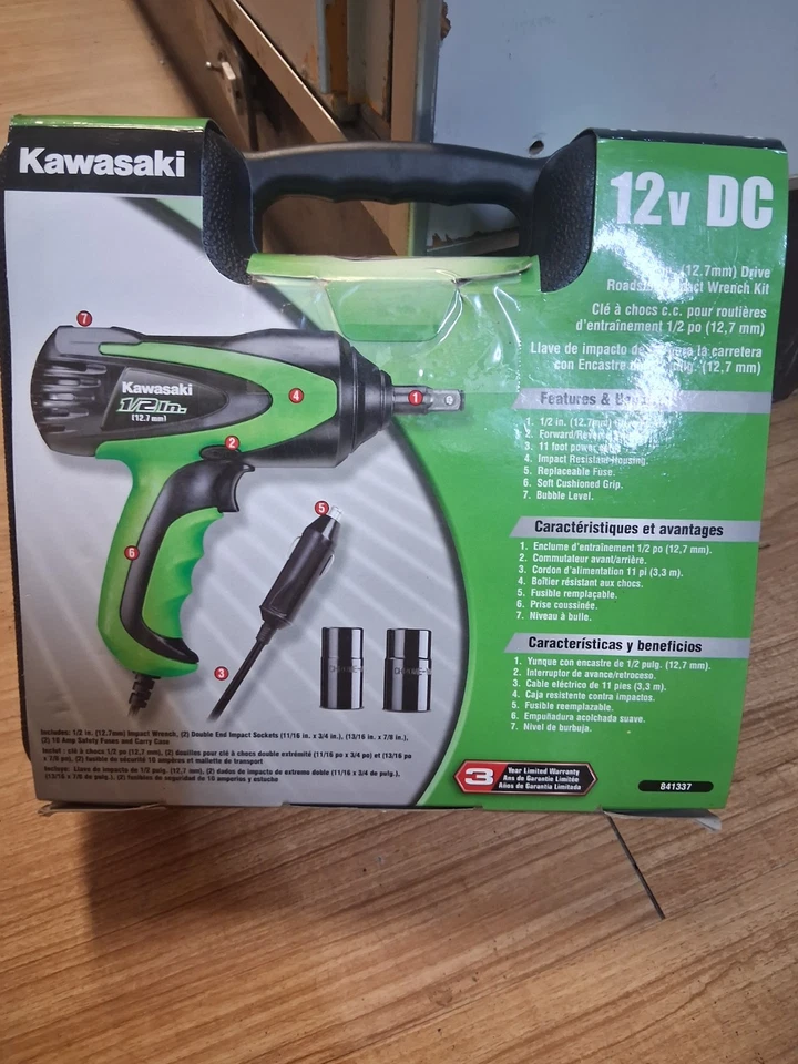 Kit de llaves de impacto en carretera Kawasaki 12v DC para tuercas Foto 2 de 4
