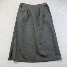 Vintage 80s Wool Blend A-Line Skirt Gray High Rise Womens 12