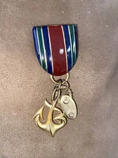 M. Jent Vintage Nautical Enamel Shield & Anchor Brooch/Pin