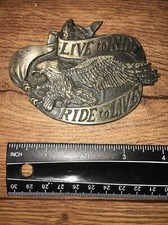 Belt Buckle Live To Ride Ride To Live Eagle Biker Motorcycle 1981