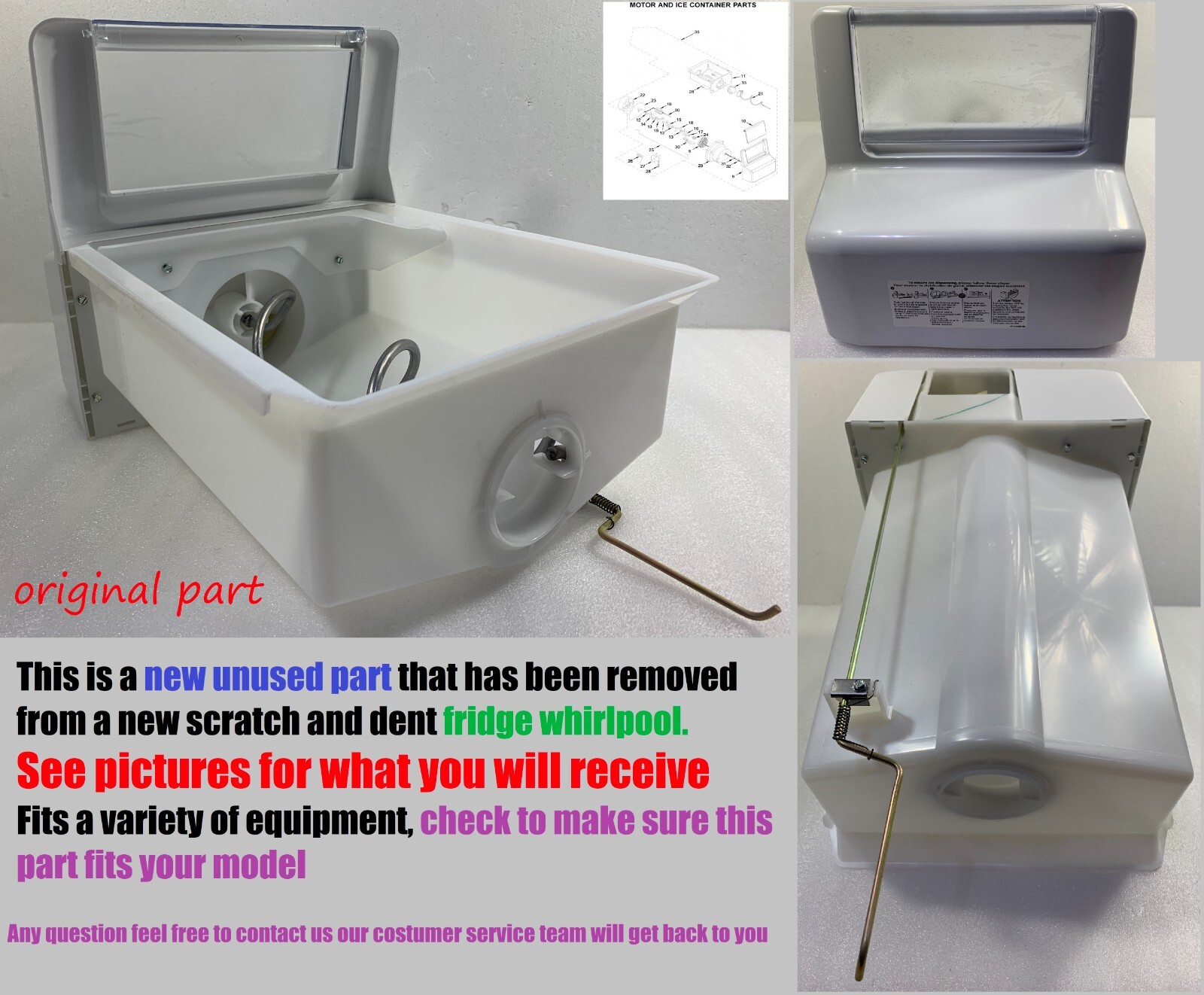 Whirlpool Refrigerator Ice Container Assembly W10138214 W10558423 Genuine OEM Part-image