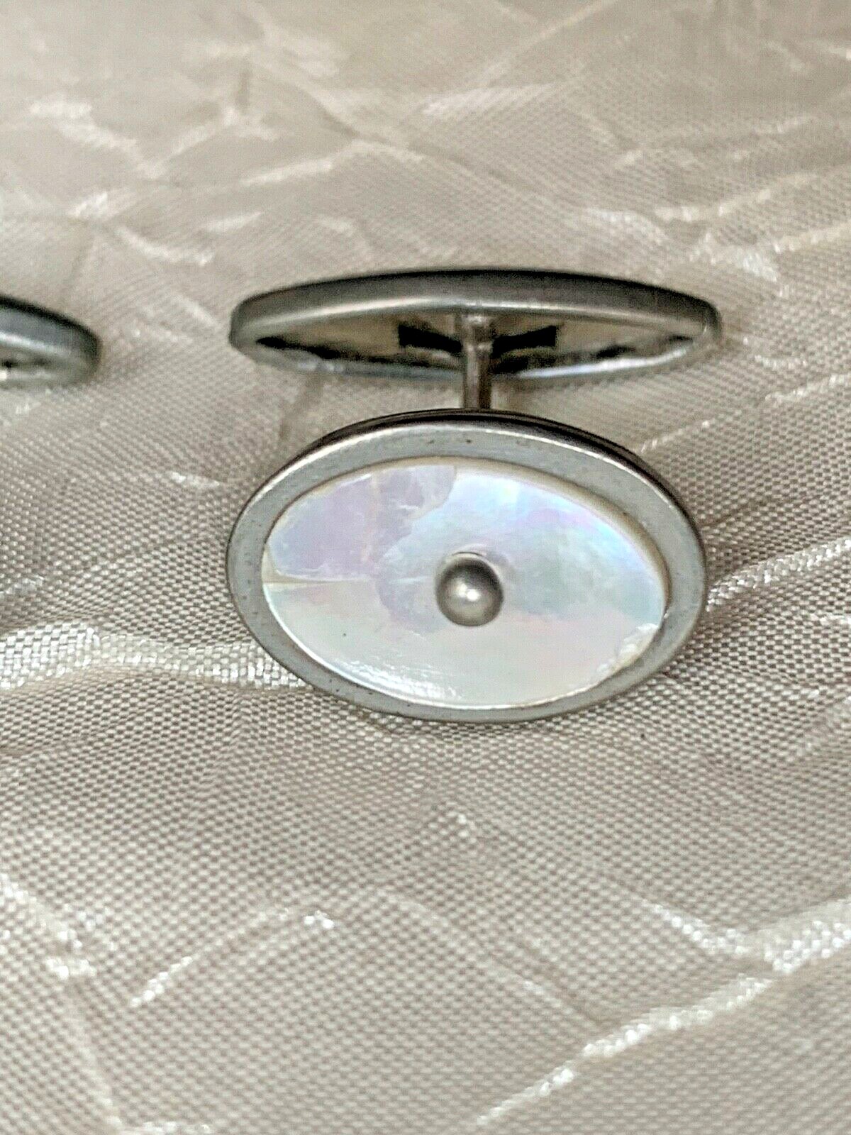 Antique Silver Mother of Pearl Oval Men's Cufflinks eBay