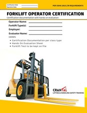 Forklift and Telehandler Operator Certification Kit includes Certificate, card..