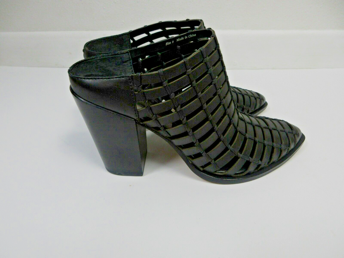 Dolce Vita Heels Kacie Cage Style Leather Open Toe Slip On Black