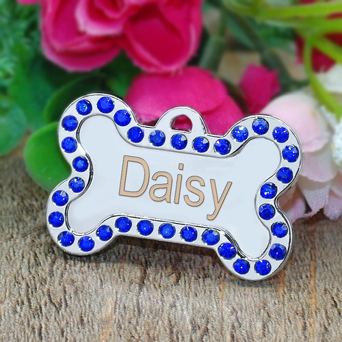 Engraved Pet Dog Tags Bling Rhinestone Cat ID Name Collar Tags Custom FREE Gift - Picture 11 of 28