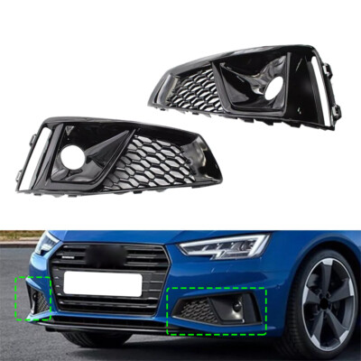 2x Front Bumper Fog Light Grilles Covers Frames For Audi A4 B9 S-Line S4 2019