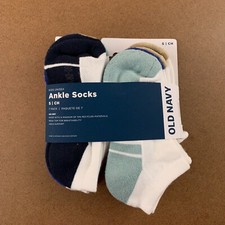 Old Navy Kids Unisex Small Shoe Size 11-13 Multi White Ankle Socks 7-Pack NWT