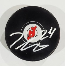 TY SMITH SIGNED NEW JERSEY DEVILS HOCKEY PUCK NHL W LOA 