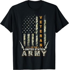 NEW LIMITED American Flag Camo Proud Us Army Veteran Made In USA T-Shirt