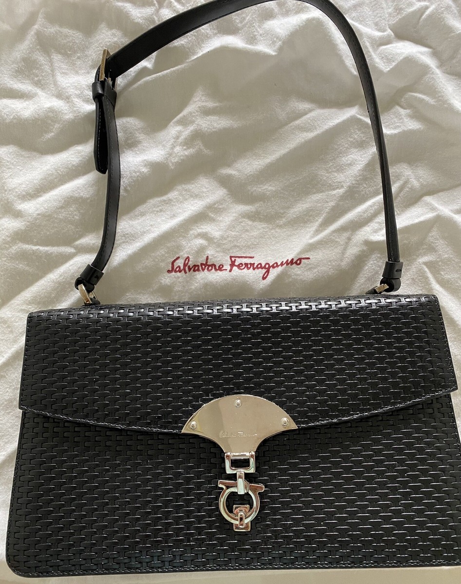 Authentic Salvatore Ferragamo -Hand Bag Black Woven | eBay