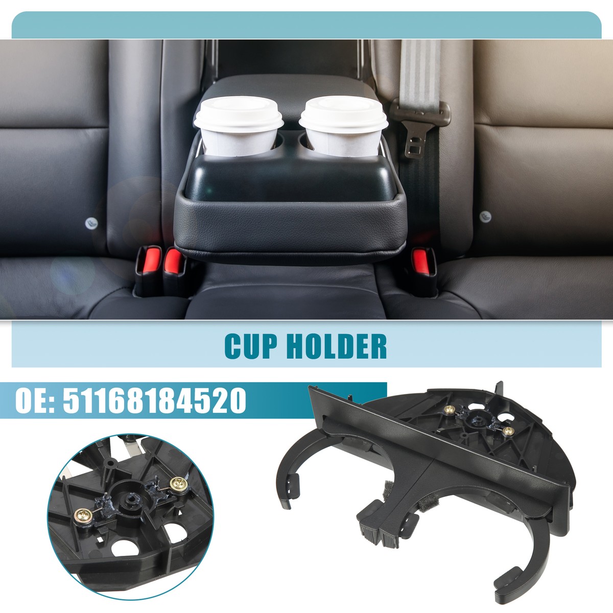 Rear Cup Holder Insert 51168184520 Cup Drink Holder for BMW E39