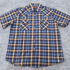 Plains Western Wear Men's Short Sleeve Button Up Pearl Snap Shirt Size Large