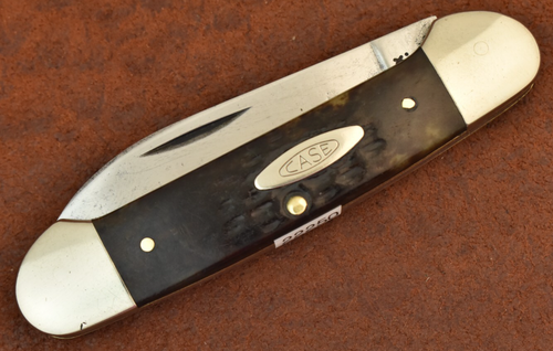 VINTAGE CASE XX USA 10 DOT 1980 JIGGED BROWN BONE CANOE KNIFE 62131 NICE (22250)