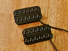 HUMBUCKER PICKUP SET BLACK INVADER STYLE FOUR CONDUCTOR WIRE