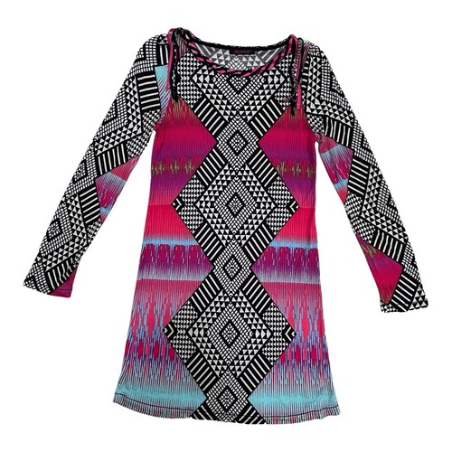 Devore Tunic Joe Browns Tunic Dress Joe Browns Pink Boho Hippie Tunic Dress  Aztec Print