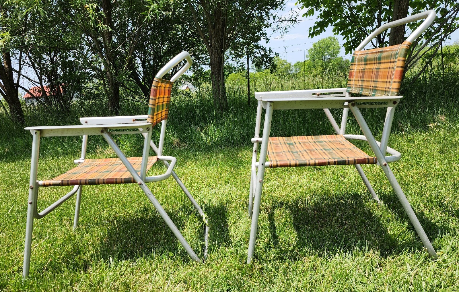 Vintage MCM Folding Lawn Chair Furniture Aluminum Mid Century Modern