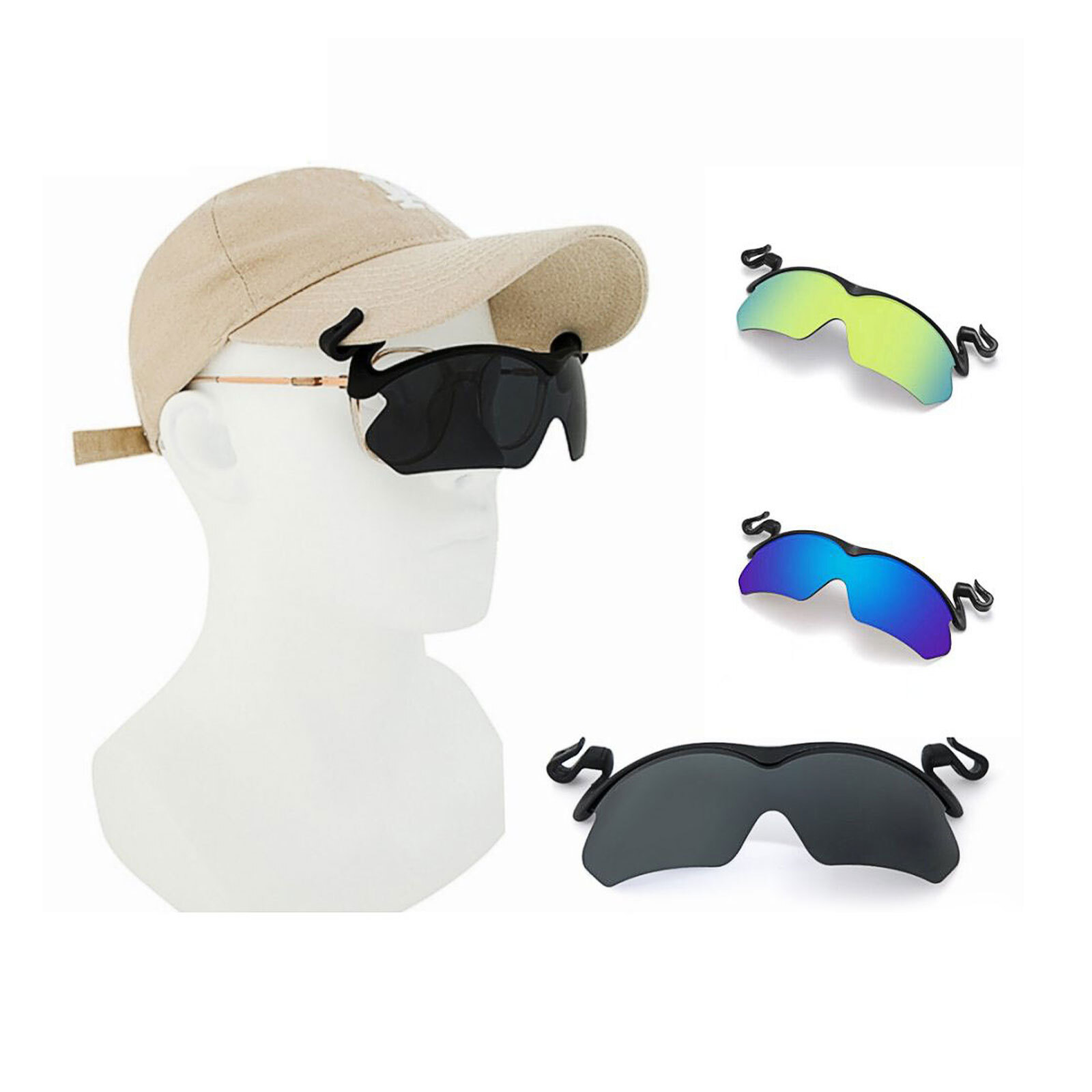 Polarized Fishing Glasses Hat Visors Sport Clips Cap Clip On Sunglasses