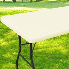 smiry Rectangle Picnic Table Cloth, Waterproof Elastic 30 48 inch, Beige