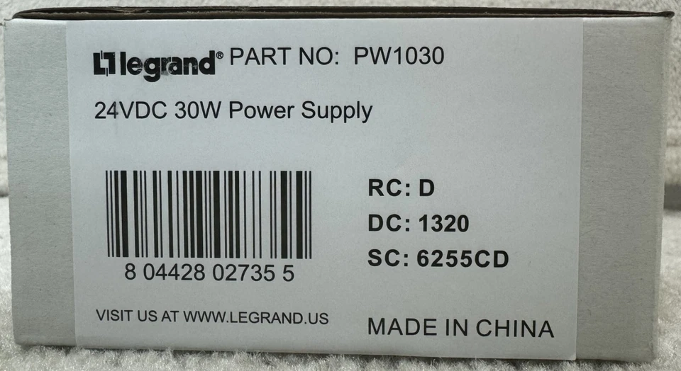 Adaptador de CA Legrand 30W original OEM - 110-120VAC 24V DC @ 1,25A - P/N PW1030 Foto 2 de 4