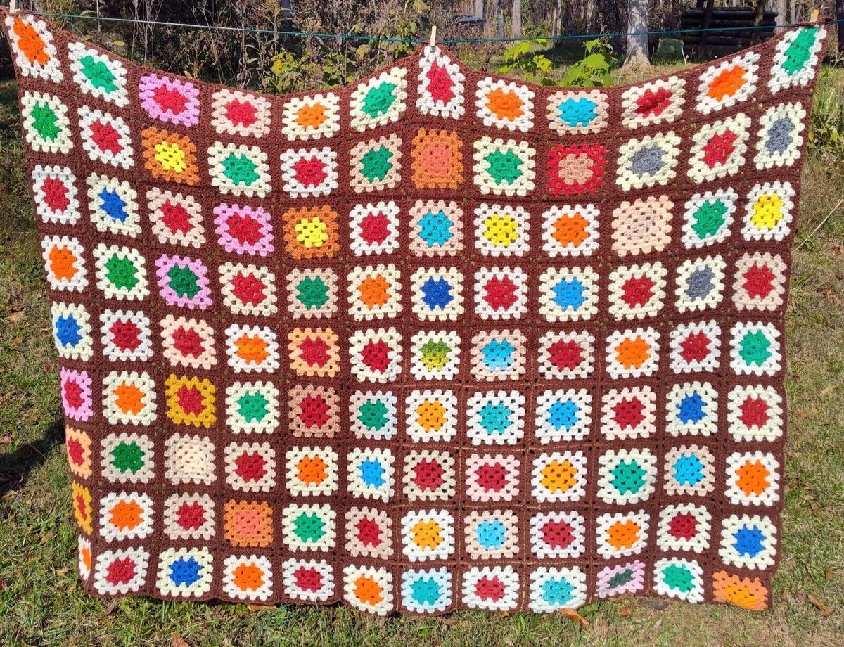 Handmade crochet granny square blanket 90