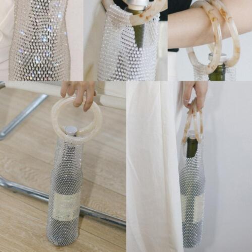Rhinestones Wine Bag Elastic Net Sturdy Handle Wedding Sparkly Hot Gifts M9A4 - Foto 1 di 20