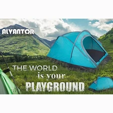 Alvantor Camping Tent 4Person Easy Pop Up Tent with 2 Doors - UPF50+ Waterproof