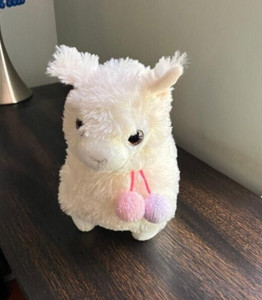 Aurora LLAMA 2019 White Cream Stuffed Animal Pink Purple Pom Pom Plush Toy 10"