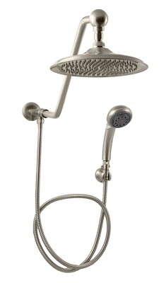Atlantis 8 ~ Adjustable Rain Shower Head Combination ~ Brushed Nickel