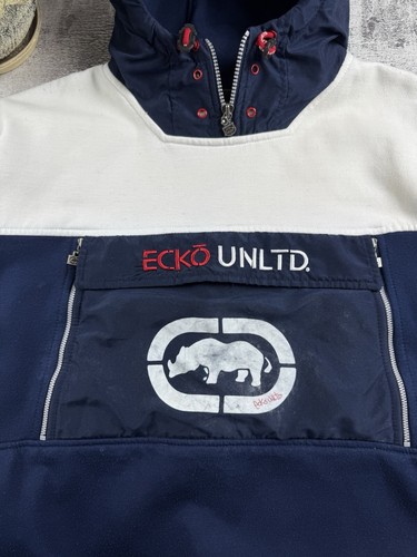 Vintage ECKO UNLTD Skate Rap Baggy Hip Hop Anorak Winderbreaker Jacket Hoodie - Picture 7 of 20