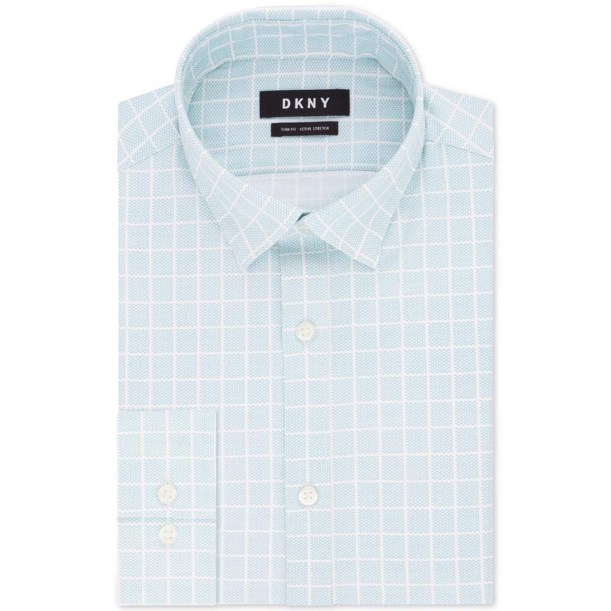 Мужская зеленая приталенная рубашка в клетку на пуговицах DKNY 175 3233 XL BHFO 2048 5390₽