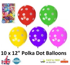 10x Coloured 12" Latex POLKA DOT Reusable  Balloons Party Bag Filler Gift Toy