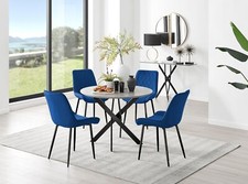 Image of Novara Grey Concrete Effect Round Dining Table 100cm and 4 Pesaro Chairs Set