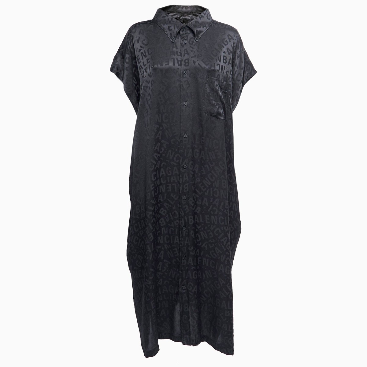 ワンピース BALENCIAGA Embroidered Satin Dress Balenciaga Black Logo Print Silk Oversized Midi Dress | eBay