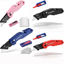 WORKPRO Folding Utility Knife with 10 Blades Quick Change Box Cutter Multi-Color