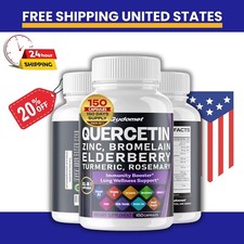 Quercetin with Bromelain Zinc Vitamin D3 Elderberry Turmeric Rosemary 150 Capsul