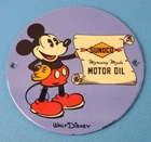 Vintage Sunoco Motor Oils Sign - Walt Disney Mickey Advertisment Porcelain Sign