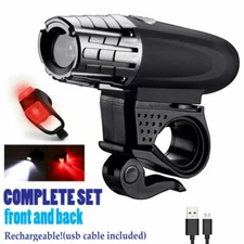 Powerful 8.4V Rechargeable Cycling Light Bike Bicycle LED Front Rear Lamp Set