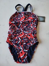 DOLFIN Women's Reliance One Piece Swimsuit Red White Blue Size 30 XS NWT