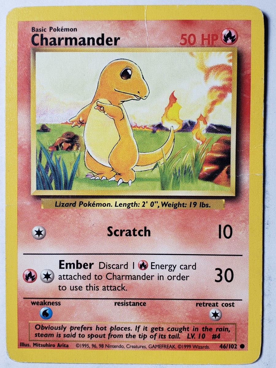 Charmander 46/102 HP - B1G1F - 1999 Base Set Pokemon Card - $2